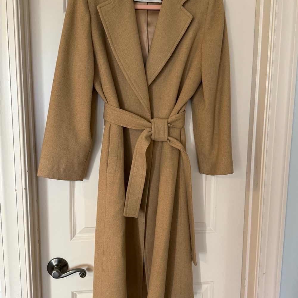 Vintage Brown Tan Camel Hair Trench Coat for Women- Fleurette of California - Picture 14 of 17